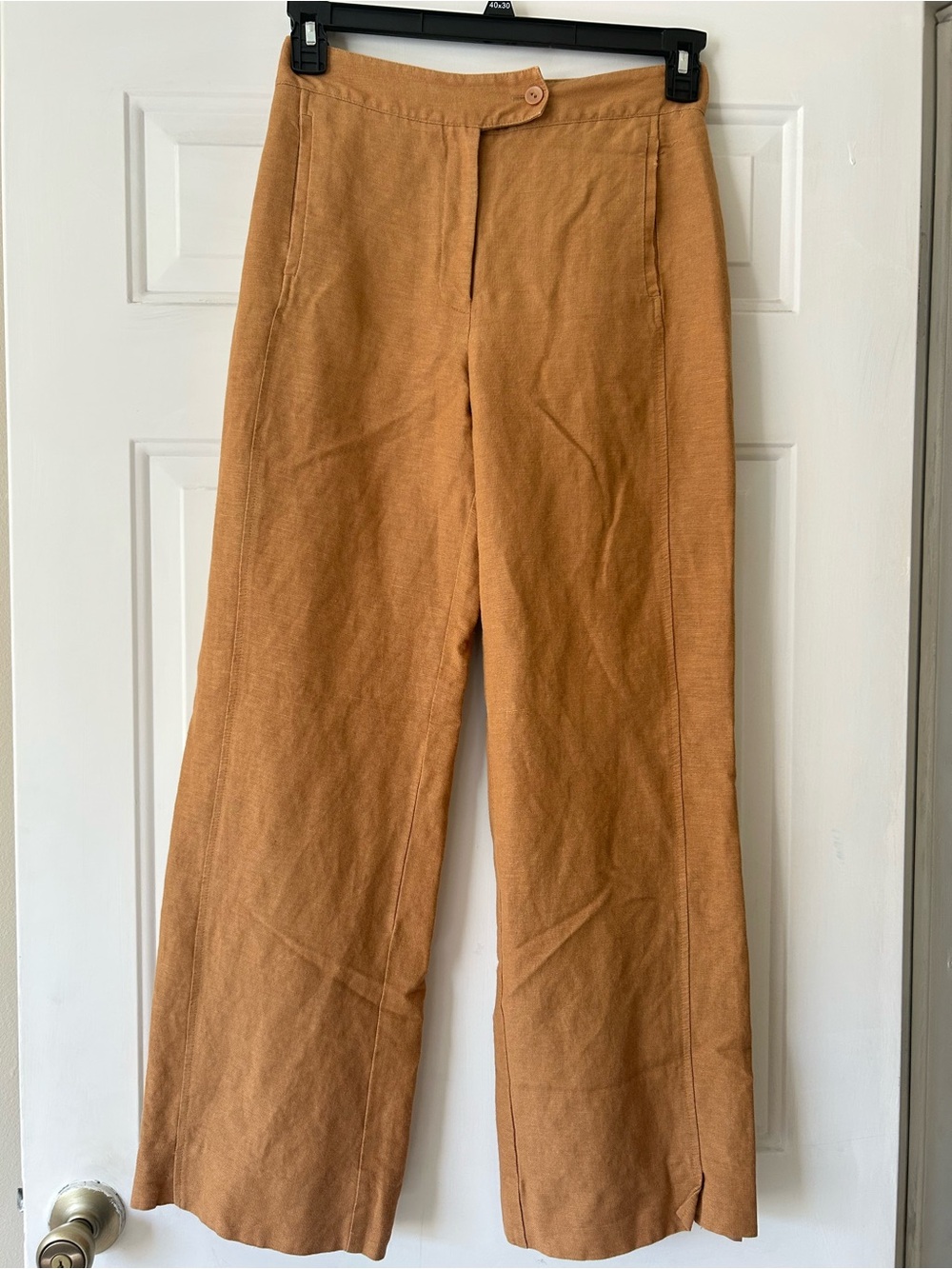 Nygard Collection Wide Leg Linen Pants 6 Camel Tan High Rise Trousers